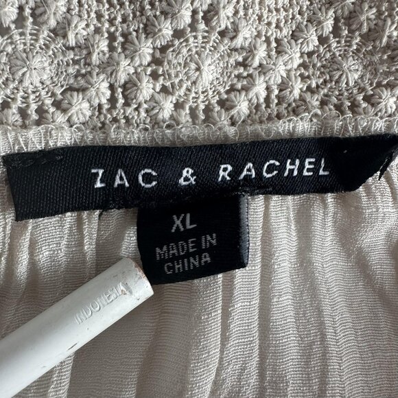 Zac & Rachel Blouse Womens XL Beige Crochet Peasant Boho Flowy Cottagecore‎ - Picture 5 of 9